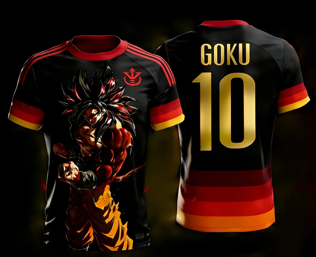 2026 Dragon Ball Licensed 3D Print Goku 10# Soccer Jersey Training Wear Parent-child S-6XL 90cm-160cm Trendy Sports Tops