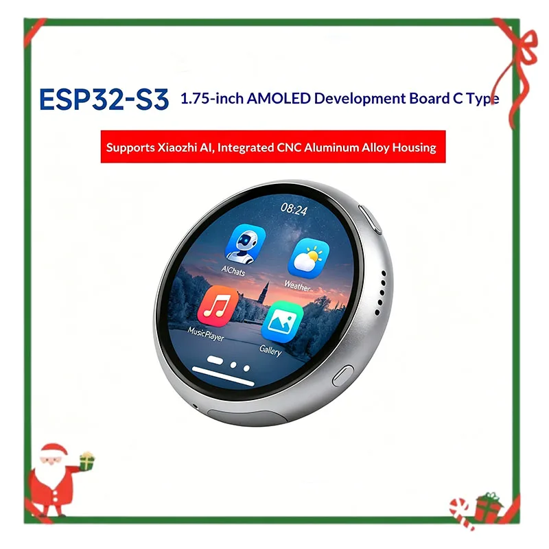

Waveshare ESP32 development board with 1.75-inch circular touch screen supporting AI DIY maker development for electronic bars