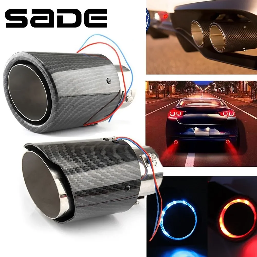 

Universal Car Modified Exhaust Muffler Tip Pipe LED Red/Blue Light Outlet Exhaust Pipe Tail Throat Turbo Sport