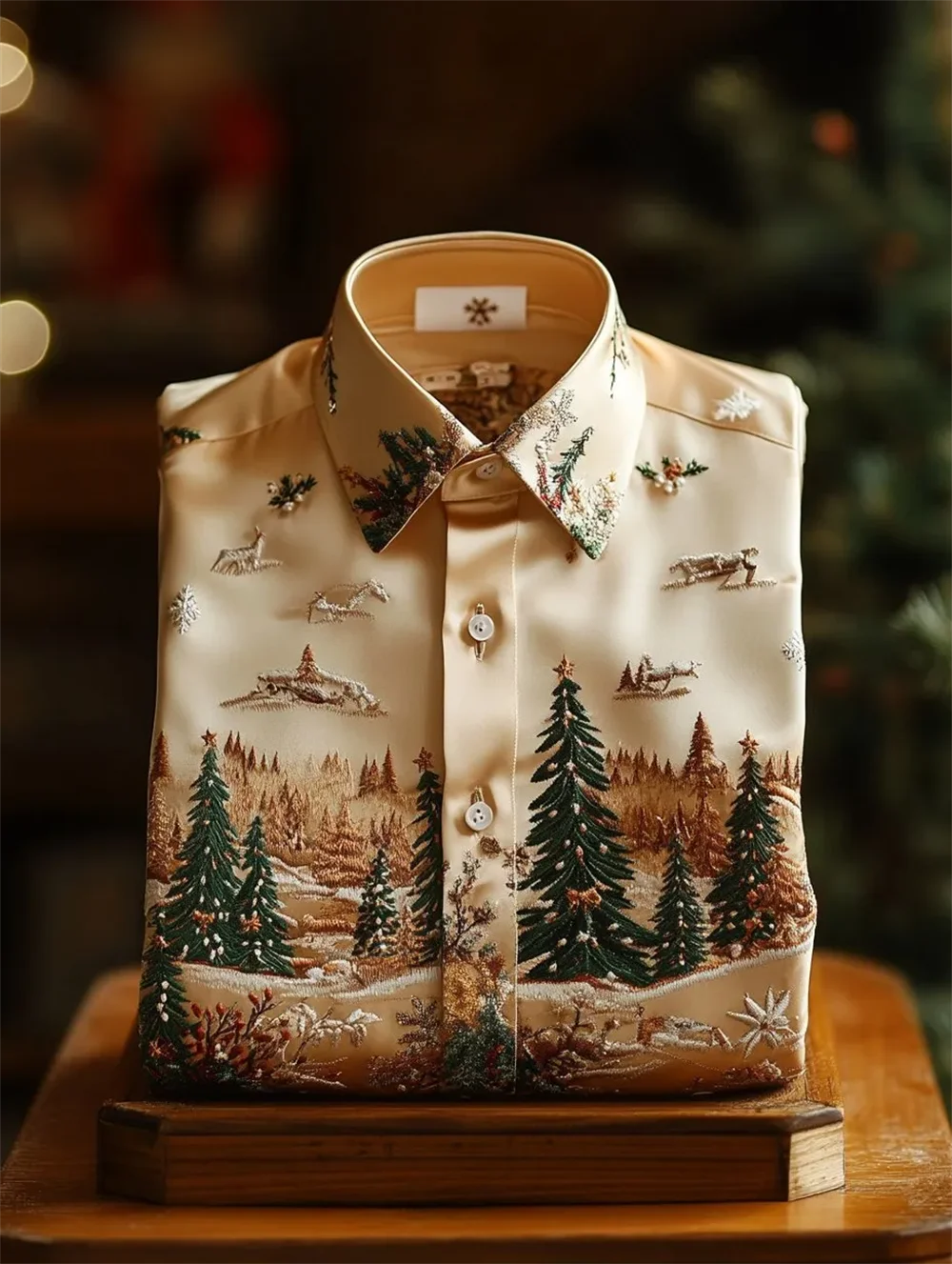 قميص رجالي بأكمام طويلة مطبوع عليه سانتا كلوز مع طباعة أزرار فاخرة، مريح، أنيق، فستان راقي، شحن سريع #5