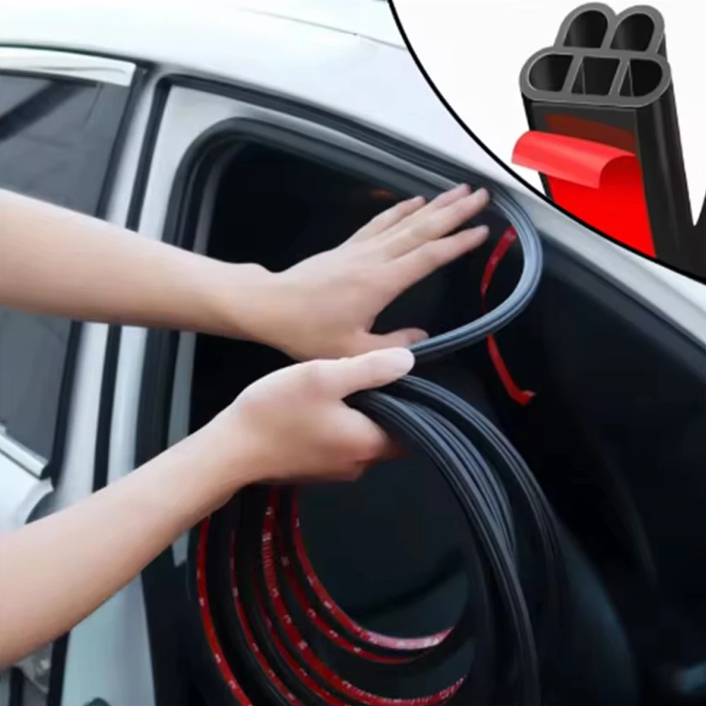 8m Car Door Seal Strip Auto Rubber Sealant 5holes B Type Noise Insulation Anti-Dust Soundproofing Car Sealing Strips Accessories