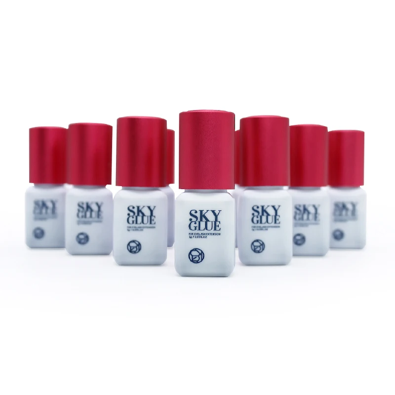 10 Butelek Kleju SKY S+ do Przedłużania Rzęs Korea 5ml Czerwona Nakładka Uroda Zdrowie Rzęsy Colas Narzędzia do Makijażu Czarny Klej Akcesoria