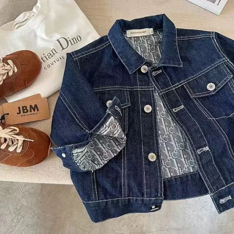 

Spring Fall Boys Casual Denim Jackets Kids Girls Turn-down Collar Long Sleeve Jean Coat Children Tops Autumn Outerwear 2-10 Y
