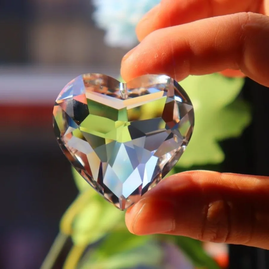 1PC 45MM Heart-shaped Crystal Pendant Crystal Prisms Rainbow Maker Hanging Drops DIY Ornament Home Wedding Window Decor Craft