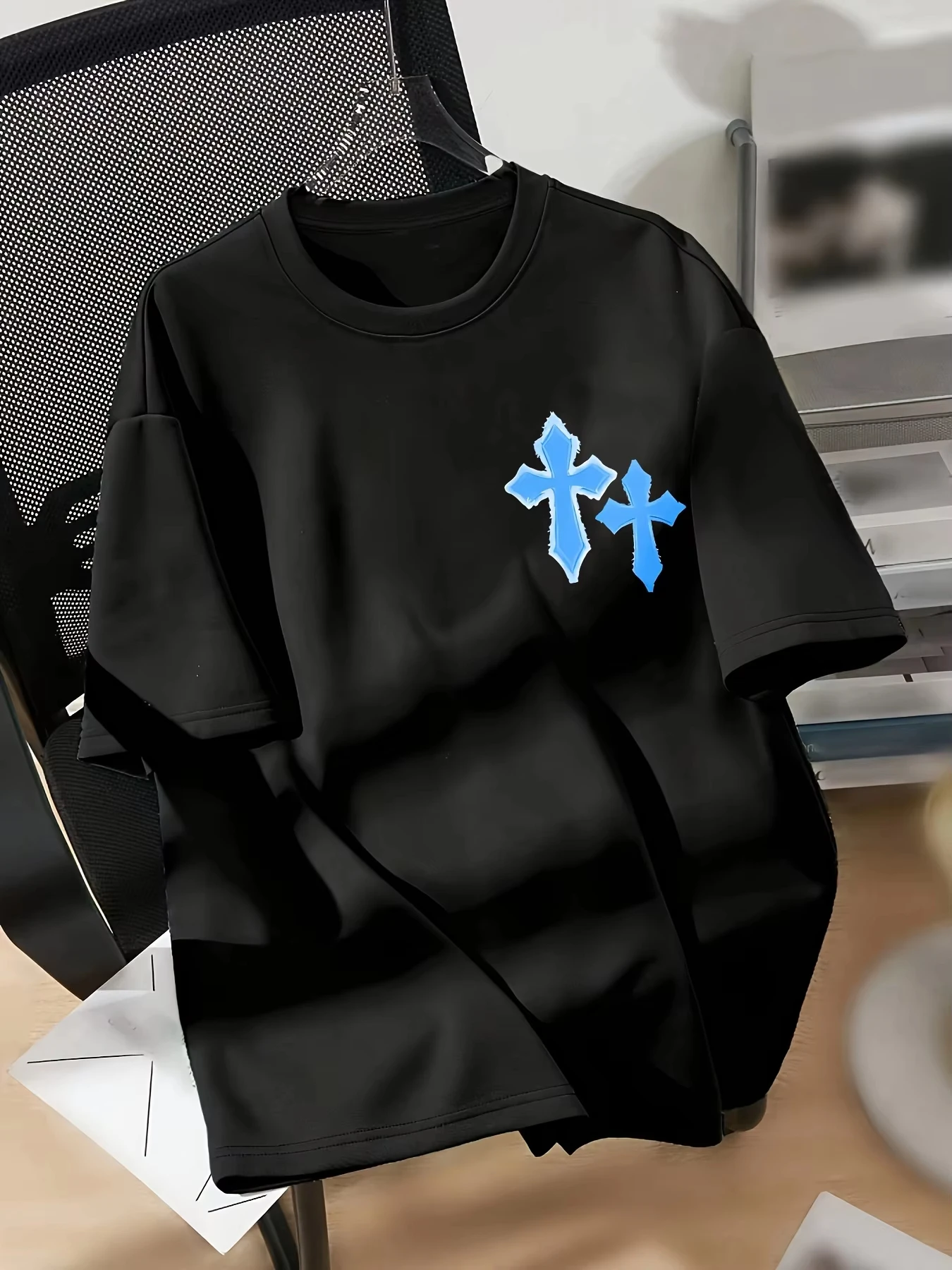 

Men's and Women's Faith-inspired Casual Cotton T-shirts with A Religious Cross Design Top for All-season Comfort Tee