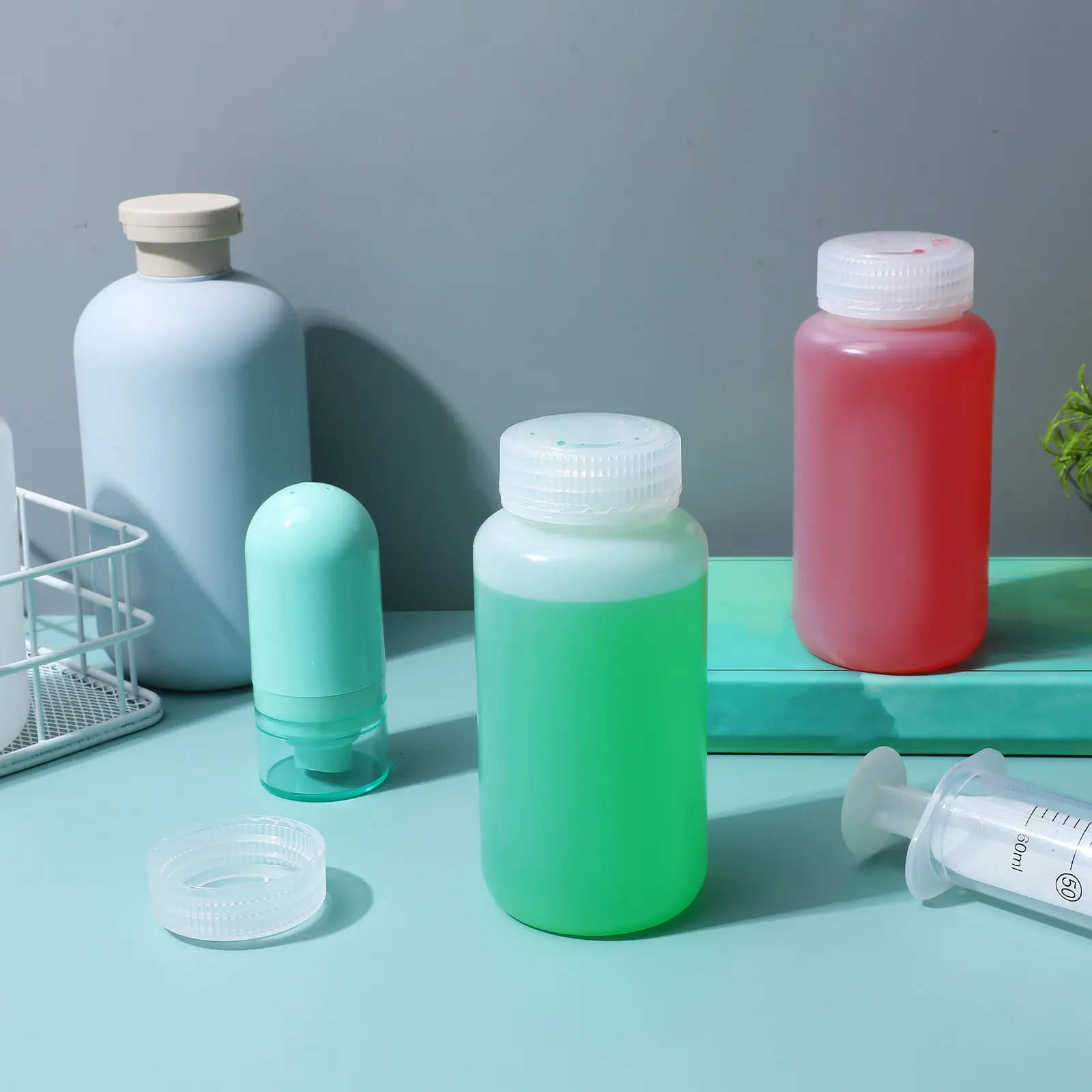 5Pcs Wide Mouth Plastic Lab Bottles Sample Storage Containers Chemical Reagent Bottle Secure Sealed Liquid Storage Vessels