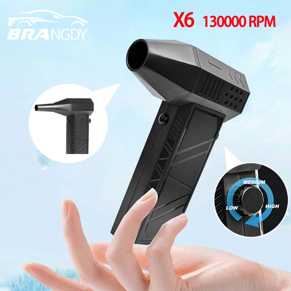 Air blower 140000RPM Turbo Jet Fan Brushless Motor Handheld Duct Fan 52M/S Portable Type-C Charging with Power Display ventilado