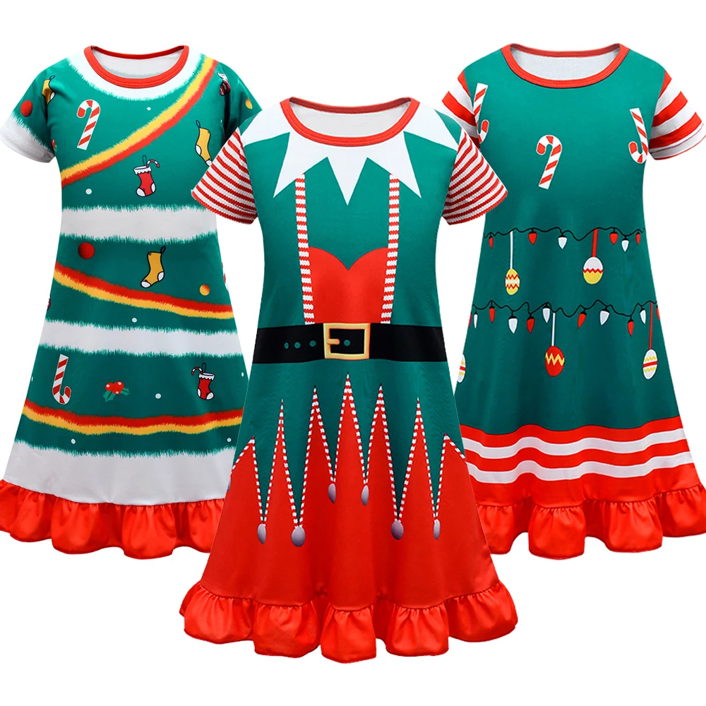 Kids Kerst Cosplay Kostuums Kerstman Jurk Met Zak Voor Meisjes Nieuwe Jaar Carnaval Outfit Pak Jurk Feestdagen Party Kleding