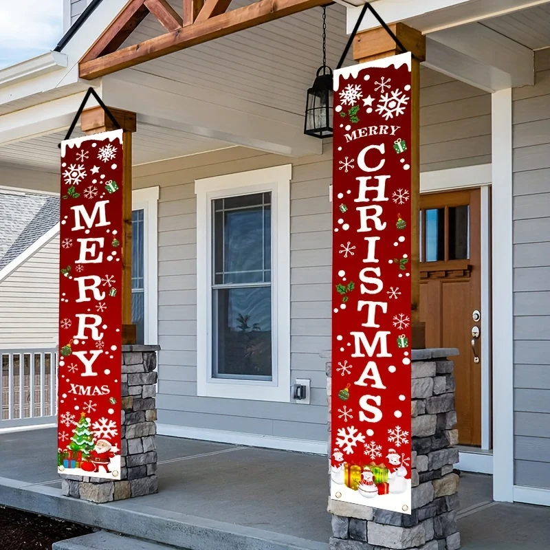 A Pair of Christmas Banners for Holidays: Suitable for Home, Party, or Garden Decoration -180cm/70.8 Inches X 30cm/11.8 Inches