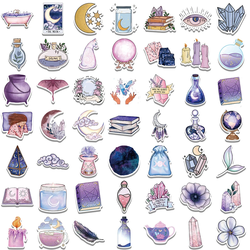 10/50/100/200/300pcs Cartoon Mgaic Witch Crystal Stickers Gothic Apothecary Decal DIY Suitcase Notebook Laptop Aesthetic Sticker