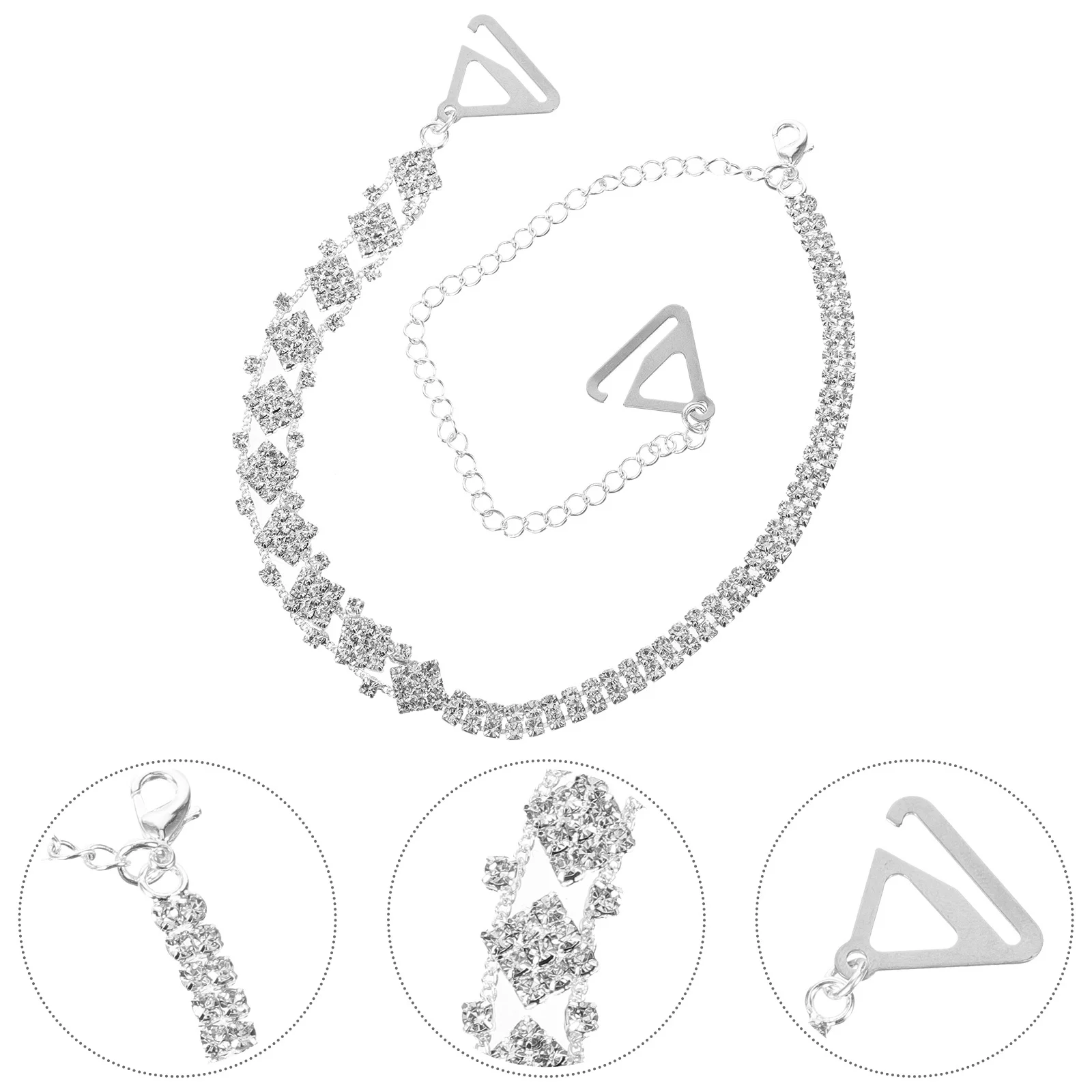

2Pcs Bra Straps Rhinestone Decorative Metal Bra Chains Replacement for Strapless Dress Wedding Party Beach Accessories