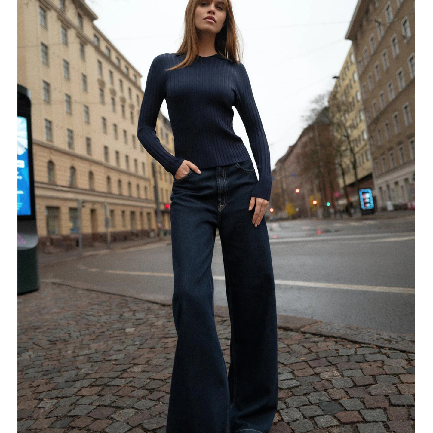 Inverno novo feminino fino ajuste longo sve malha irt ne topo francês sle fibra de poliéster meninas comprimento regular