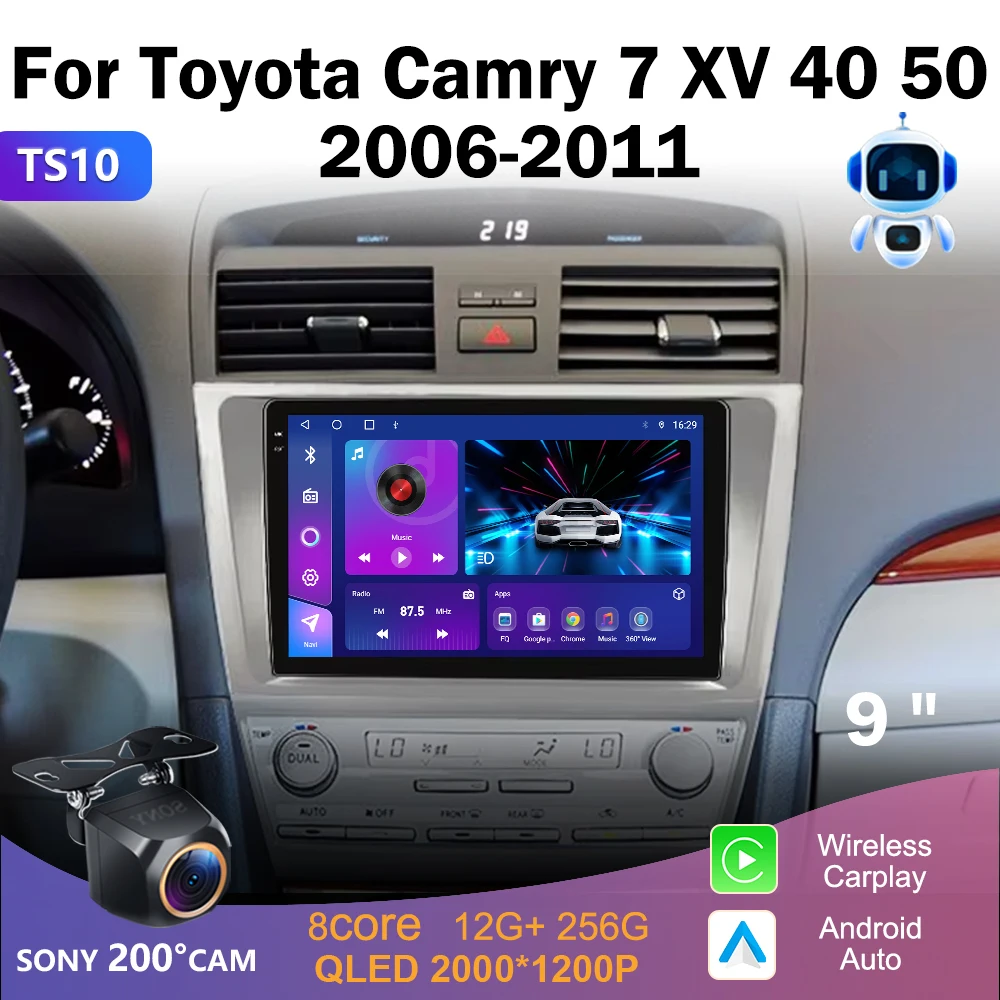 

Автомобильное видео Android 14 для Toyota Camry 7 XV 40 50 2006-2011 Автомобильный плеер GPS Стерео Экран Навигация Авто Радио Экран Головное устройство