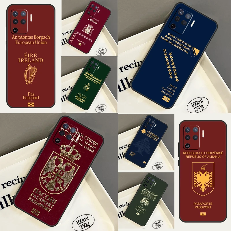 Algerian Russia Serbian Spain Passport Case For OPPO A16 A76 A96 A54 A74 A94 A54s A57s A53 A31 A5 A9 A52 A72 A15 A17 A77 Coque