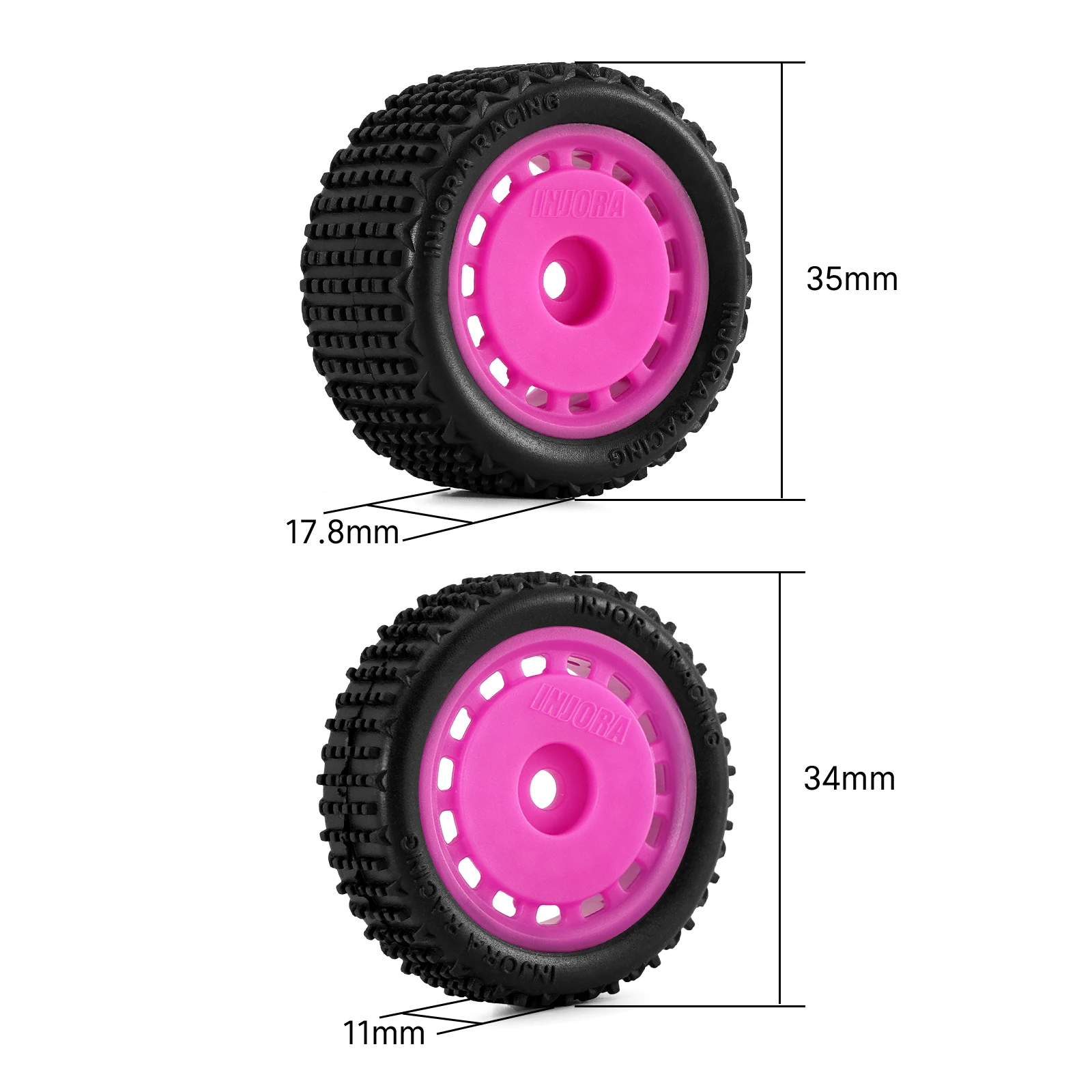 INJORA Pneus et roues de buggy à broches pré-montés pour 1/24 Losi Micro-B 1/28 Losi Micro-T  26