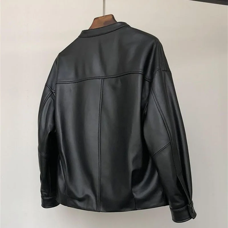 High End Black Leather Clothing Female Fashion Locomotive Short Jacket 2023 New Spring Autumn Coat Casual Women's Outerwear Tops