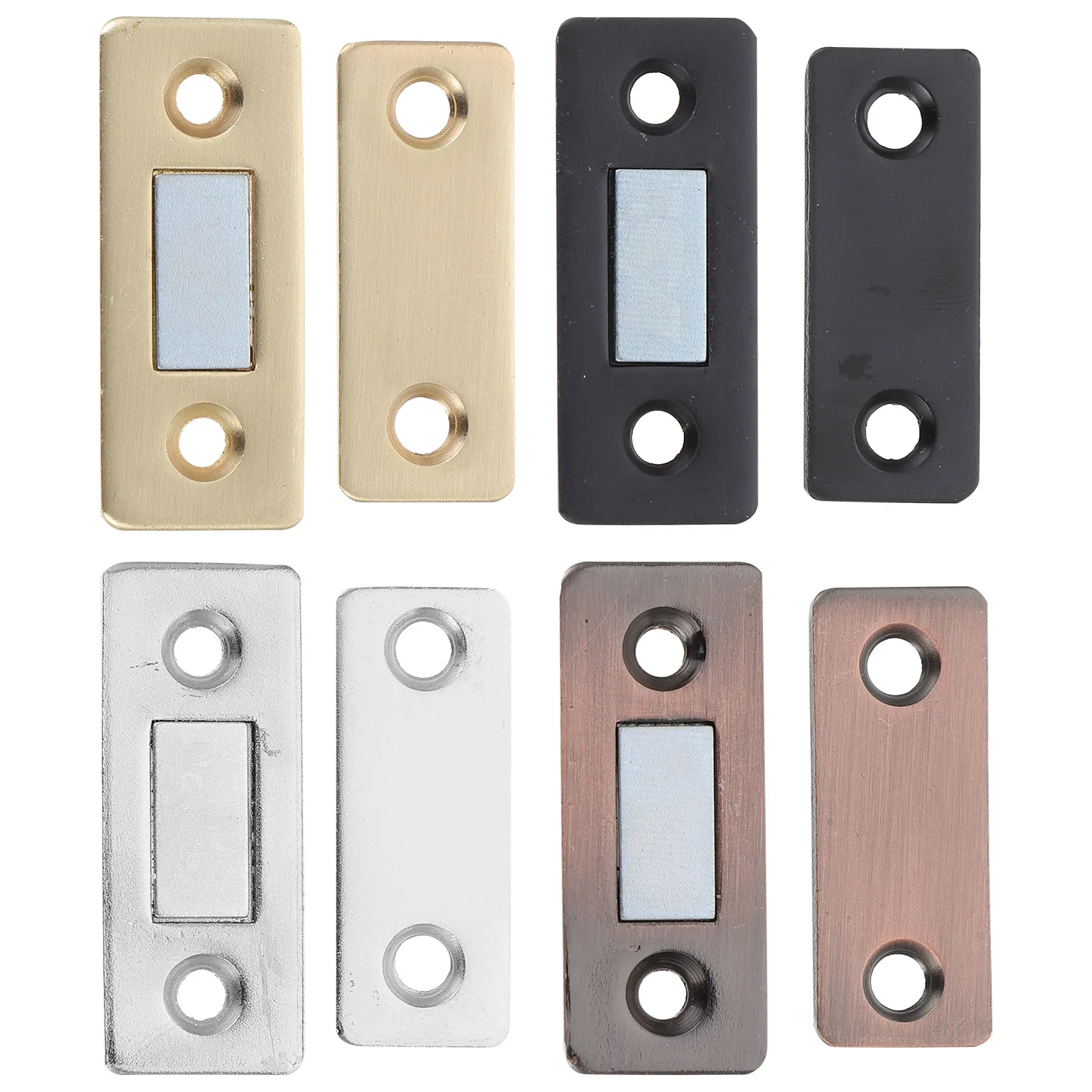 4Sets Exquisite Invisible Door Catch for Small Cabinets Closets Wardrobes Sliding Doors Thick Door Catch Magnetic Latch Iron