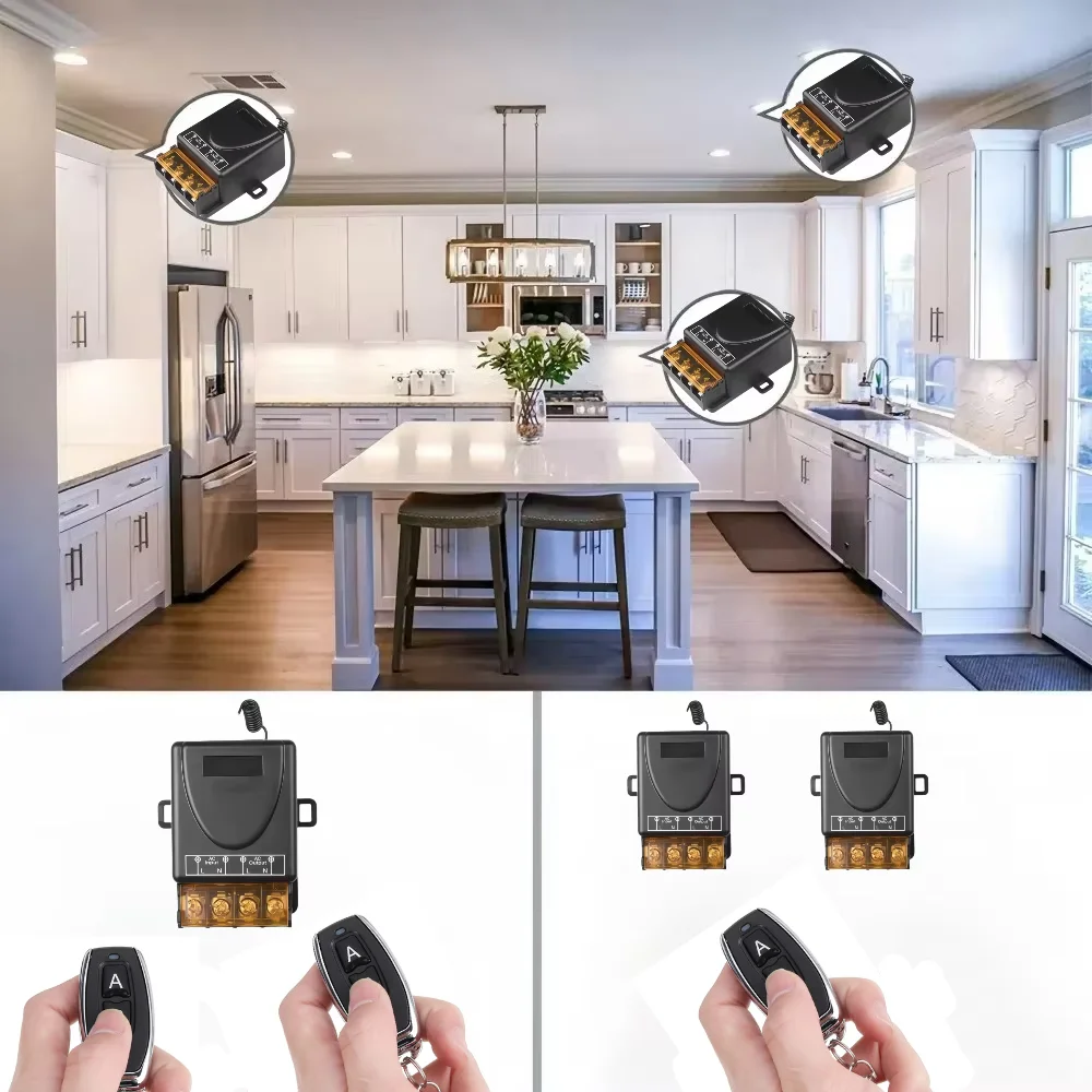 433Mhz Wireless Remote Control Switch DC 12V-75V AC 85V-260V 30A Relay DIY Receiver for Water Pump Motor LED Light Door Access