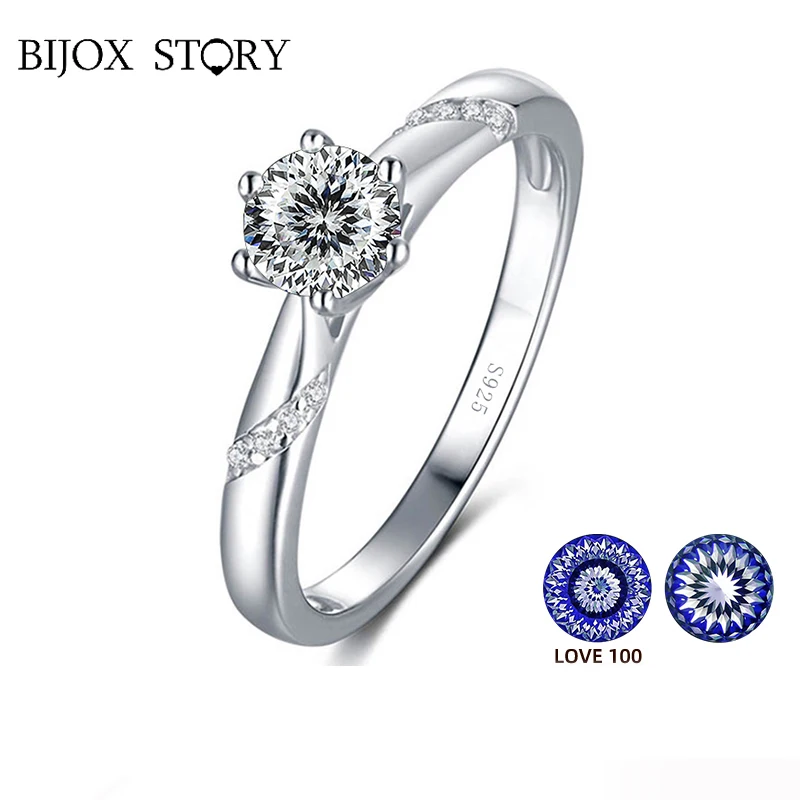 BIJOX STORY Romantic Multi Cutting Flower Shape Moissanite Ring for Female 925 SilverSakura Love 100 Plum Blossom Cut Party Ring