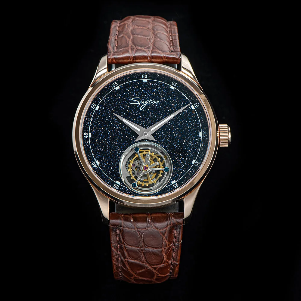 ST8230 Sugess Tourbillon Bewegung Uhr Männer Luxus Mechanische Armbanduhr Echt Blue Stone Glamour Master Uhr Reloj Neue
