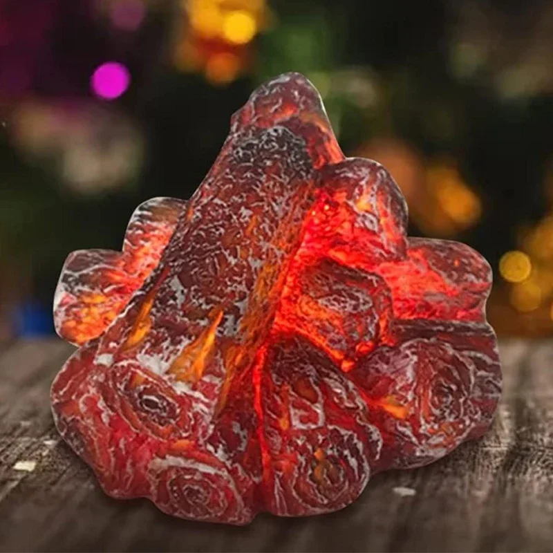 LED مقلد الخشب مصباح النار مكتب زخرفة مصباح ديكور المنزل عطلة مصباح لتهيئة الجو الفحم ضوء الليل المعسكر الاصطناعي لام