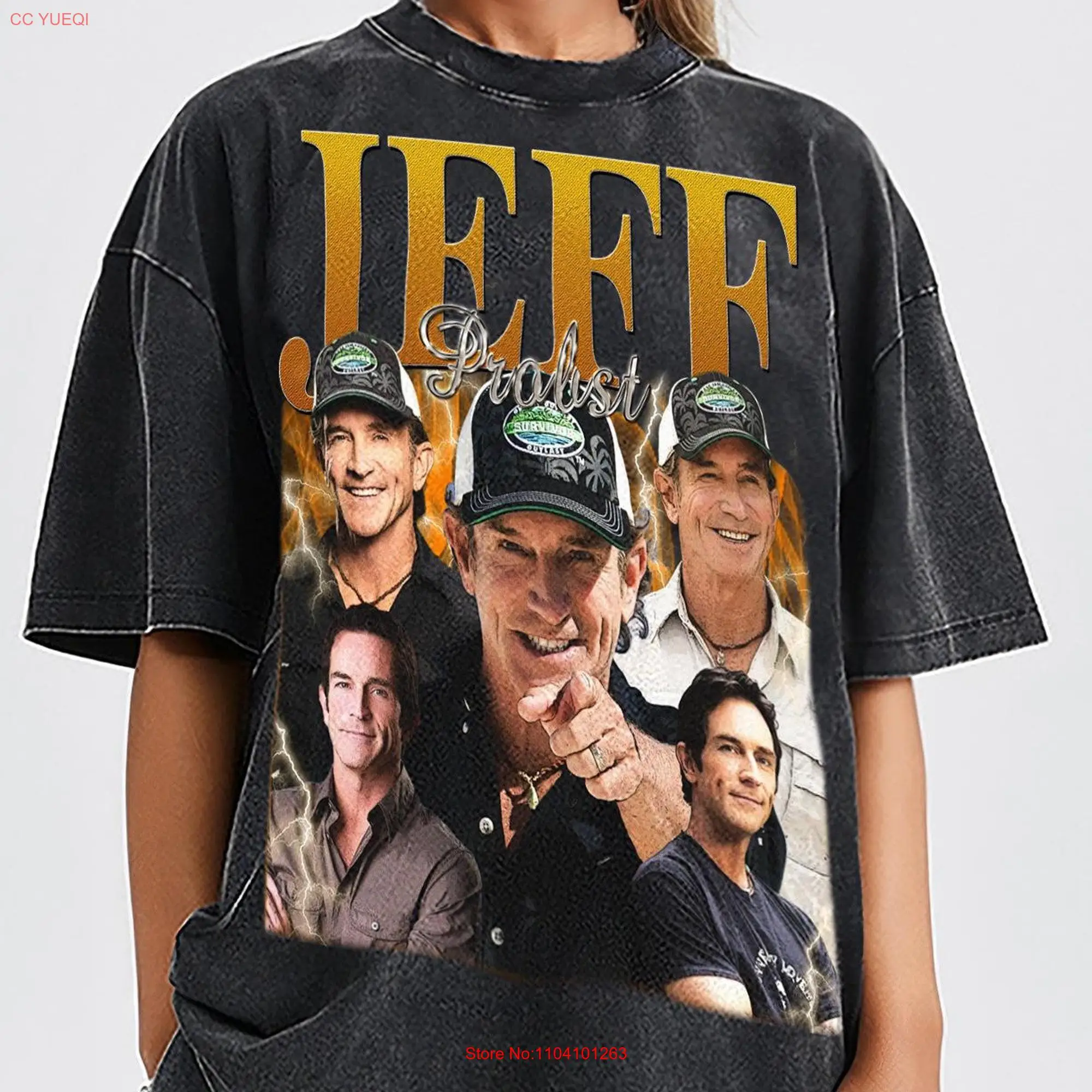 Jeff Probst Vintage T Shirt For Women and Man Bootleg Retro 90's Fans Washed  long or short sleeves