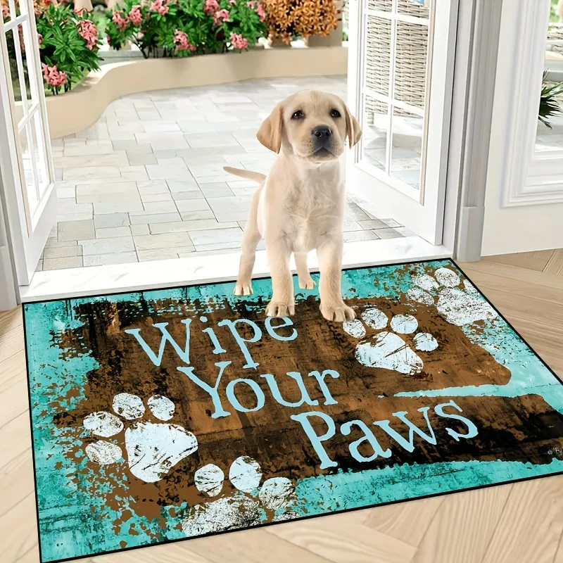 Labrador Puppy Wipe Your Paws Flannel Doormat Cute Dog Lover Non-slip Entrance Mat for Front Door Hallway Home Decor