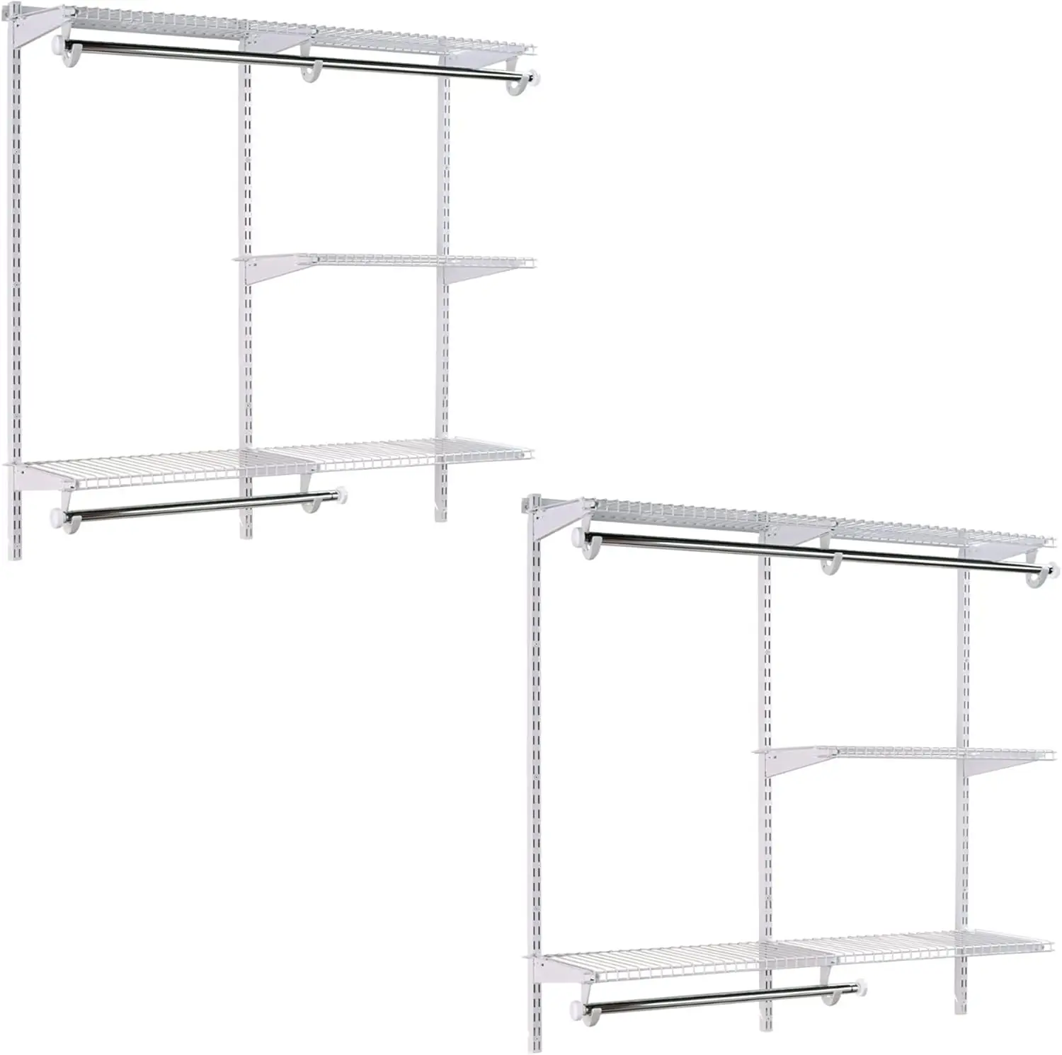 

Configurations 4-8 Feet Expandable Hanging And Shelf Space Custom Diy Closet Organizer Kit, White (2 Pack)