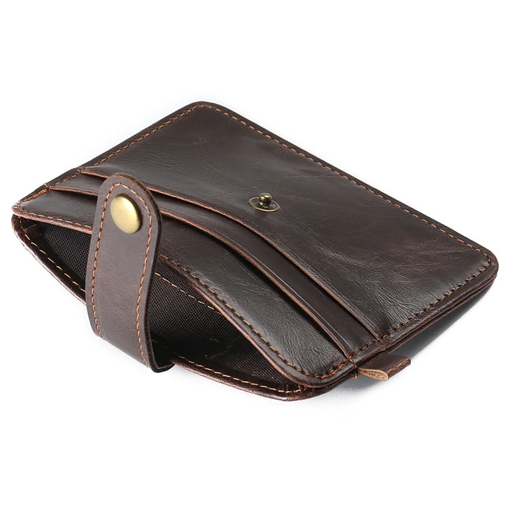 

Men Coin Purse Dark Brown Snap Closure Credit Card Holder Portable Wallet Perfect for Cash Cards Organizer Pocket