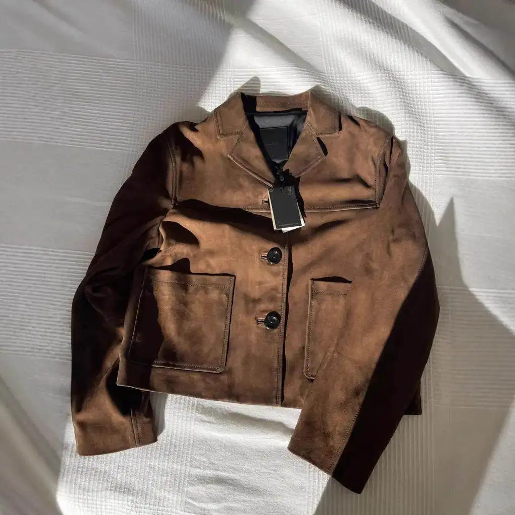 

Зимний повседневный замшевый костюм-жакет в винтажном стиле, свободного кроя, для женщин среднего возраста, модная верхняя одежда с 3D-эффектом