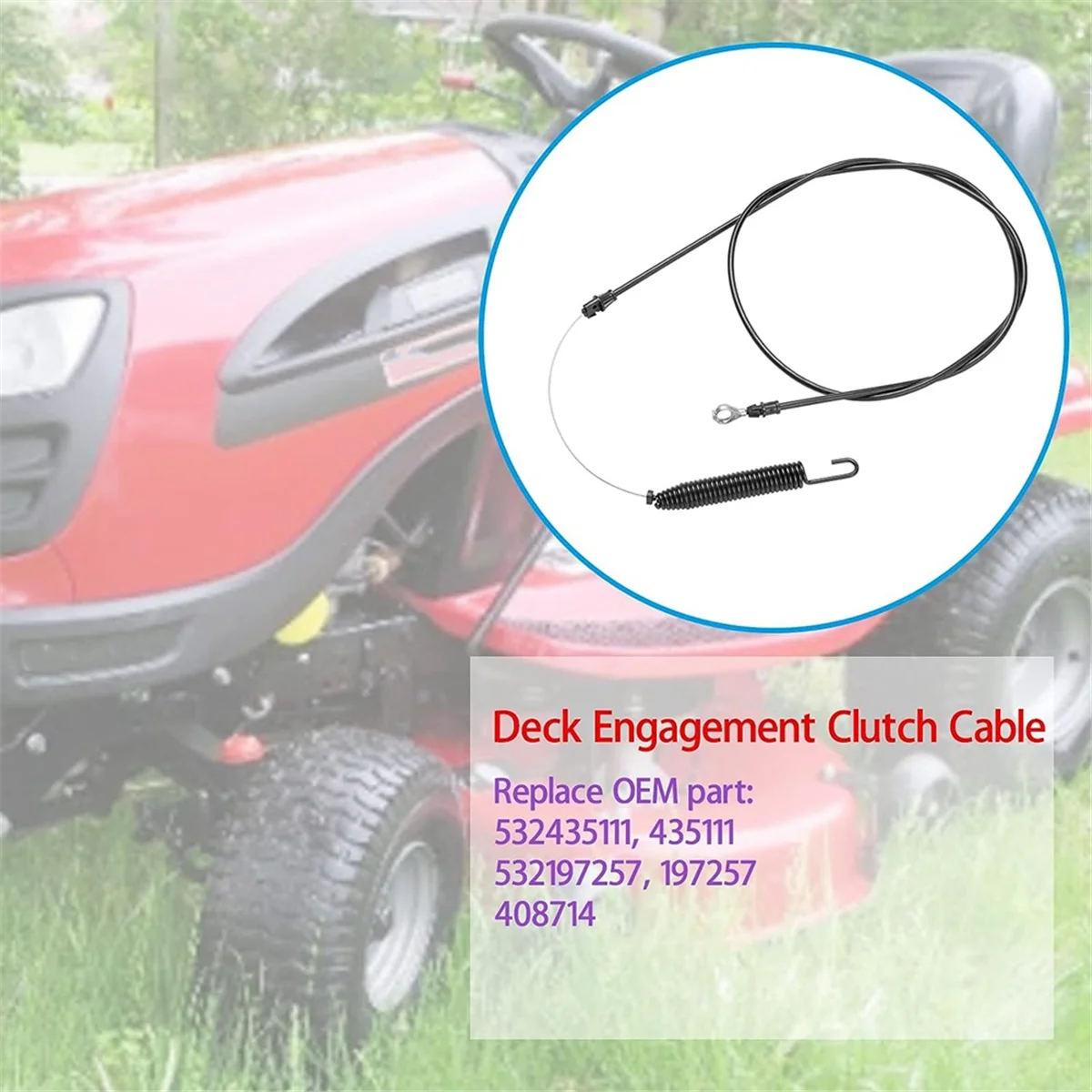 

ABJT 532435111 Deck Engagement Clutch Cable for Craftsman Riding Mower for Husqvarna Lawn Mowers Replace 435111 197257 408714