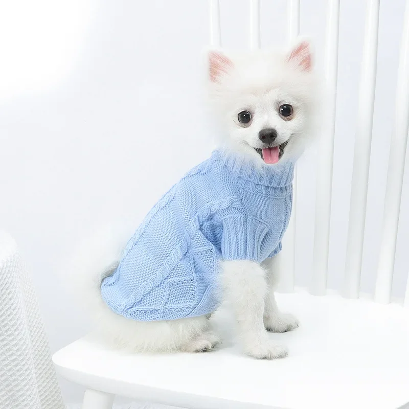 2024 New Dog Twist Texture Knitted Pullover Sweater Small Dog Spring and Autumn Two-legged Coat Cat Dog Clothes Pet Clothes