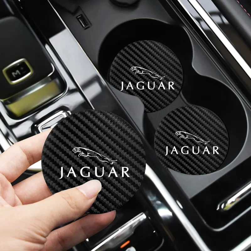 2PCS Car Cup Slot Non-Slip Mat Auto Accessories For Jaguar XE XF XJ F-Type F-Pace XKR XEL XFL S F XK XJL XJ6 XJS E-Pace I-Pace