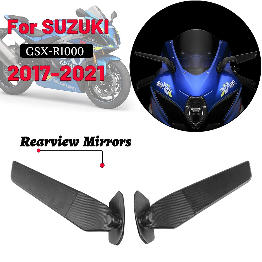 

MTKRACING For SUZUKI GSX-R1000 17-21 GSXR 1000 GSX-R 1000R Rearview Mirrors Wind Wing Adjustable Rotating Side Mirror Winglet