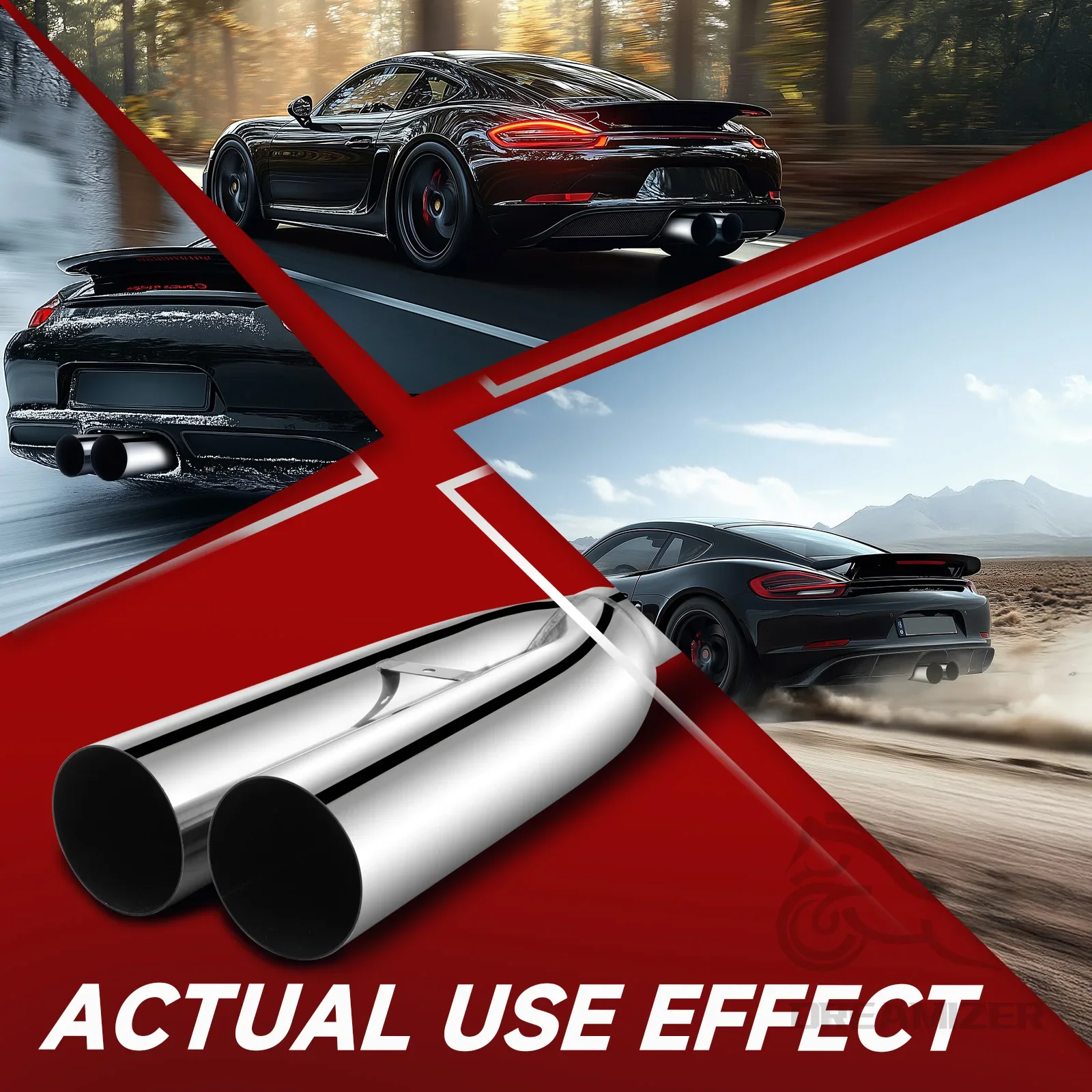 العالمي 2.5 "في 3.5" خارج 19 "طويل الفولاذ المقاوم للصدأ أنابيب الانفجار العادم الخمار تلميح سهلة لاستبدال كاتم صوت ماسورة عادم السيارة