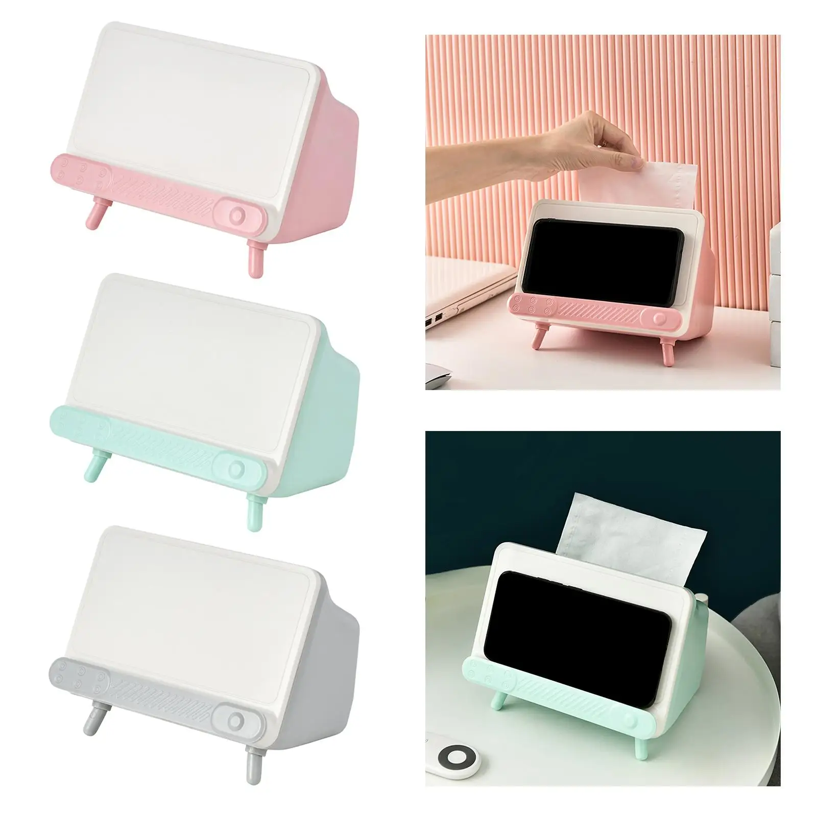 Phone Stand TV Shaped Dispenser Case Organizer Desktop Stand