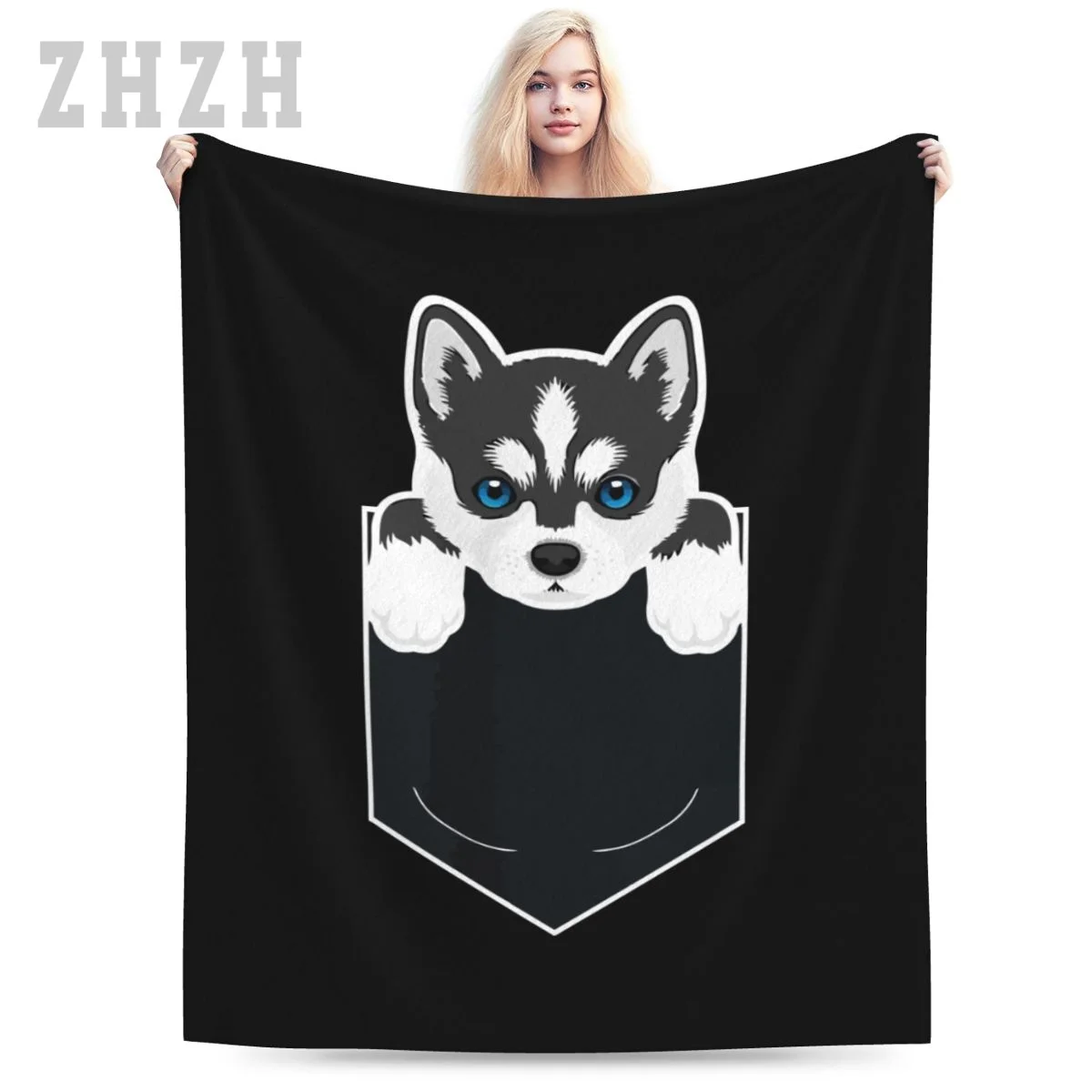 Blanket Siberian Husky In My Pocket Cute Dog Owner Flannel Multifunction Camping Sofa Cover Keep Warm