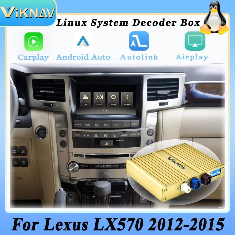 Viknav Linux For Lexus LX570 2012-2015 OEM Car Upgrade Decoder Box Interface MuItimedia Wireless Apple CarPlay GPS Android Auto