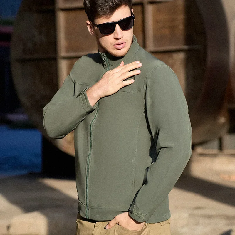 

Мужское осенне-зимнее пальто, уличная тактическая куртка, легкая флисовая подкладка, повседневный воротник-стойка, водонепроницаемая, износостойкая