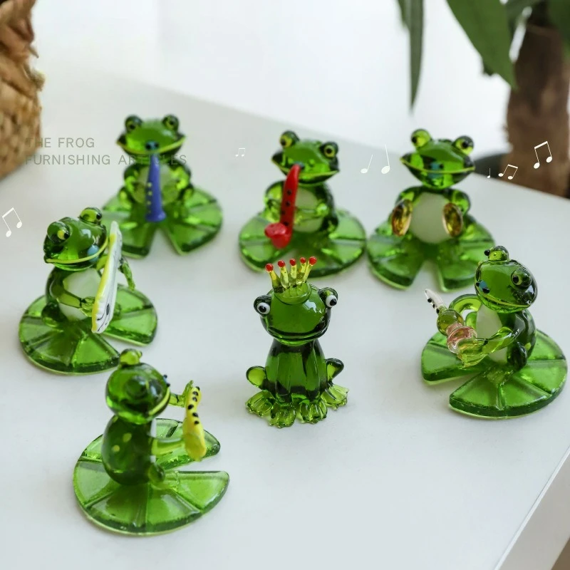 

Miniature Glass Frog Figurines Mini Animals Household Decor Statue Desktop Fairy Outdoor Garden Ornament House Accessories New