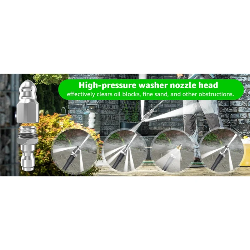 A69e10pcs Sewer Jetter Nozzle With 1/4&3/8Inch NPT Quick Connectors,Nozzle For Pressure Washer Drain Jet Hose Sewer Cleaning