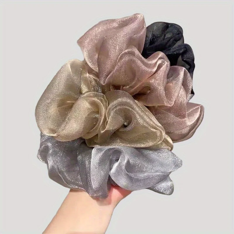 

Shiny Fine Yarn Scrunchies for Women Elegant Ponytail Holder Soft Hair Rings Gentle Hair Ties Luxurious Hair Accessories Set