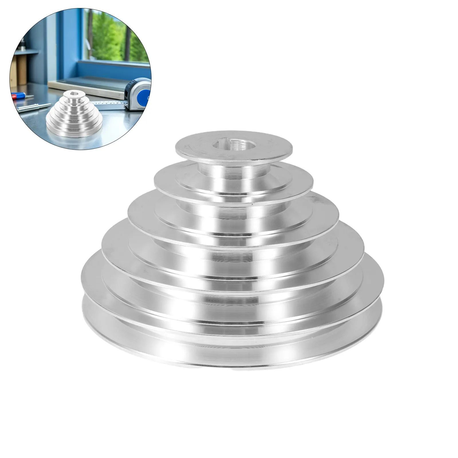 Pagoda Aluminum Transmission Pulley 5-Step V-Belt Keyway 6Mm Outer Diameter 20-150Mm for Drill Press Motor Shaft Systems