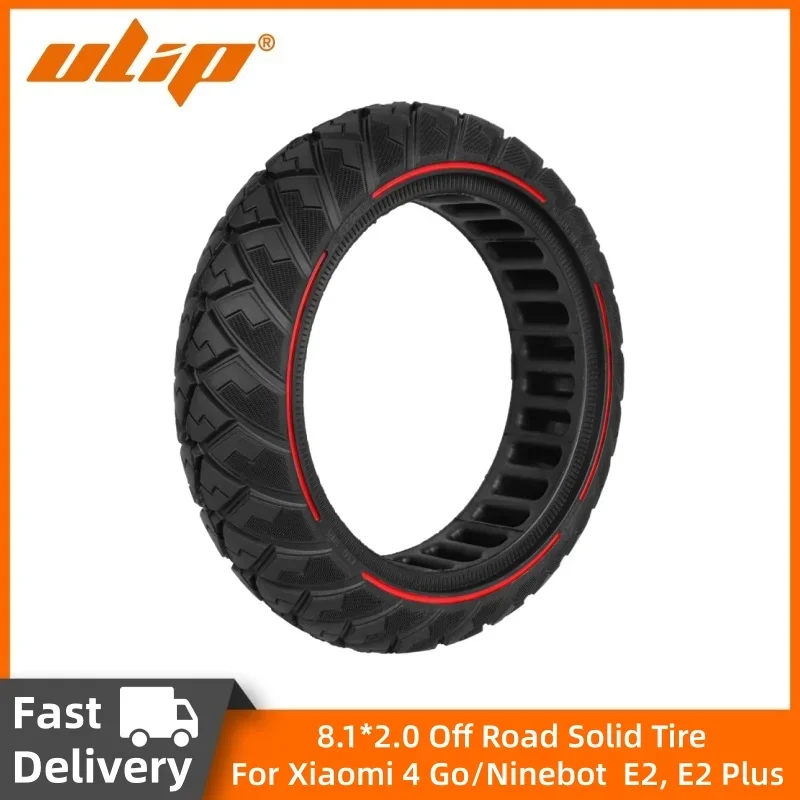 Ulip 8.1x20 Off-road Solid Tire 10 Inch with Red Circle Explosion-proof Tires for Electric Scooter Xiaomi 4Go Ninebot E2/E2 Plus