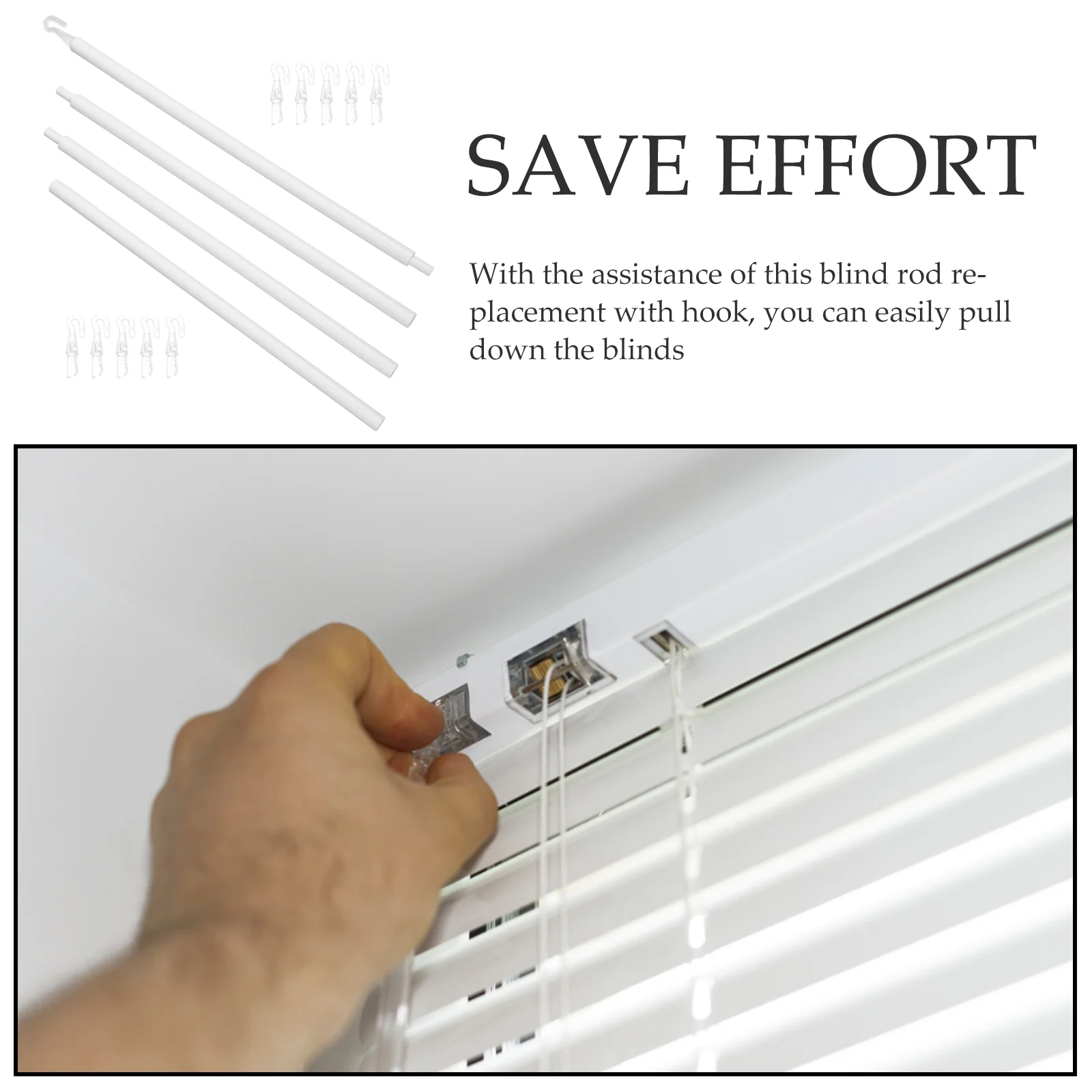 Venetian Blind Rod Curtain Stick Hooks Vertical Repair Pull Opener Sheer White Curtains