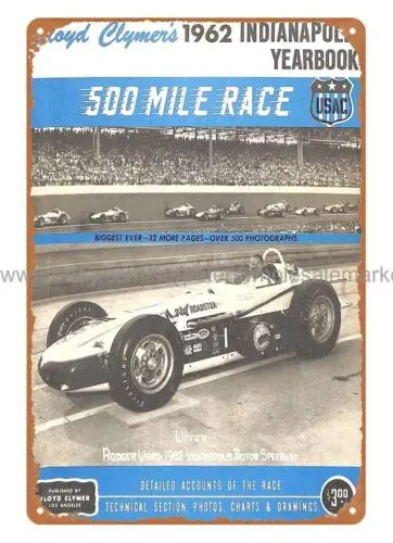 1962 car race Indianapolis Yearbook Cover metal tin sign house home decorating