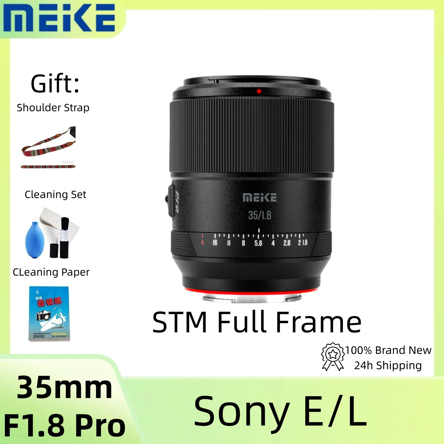 

Объектив MEKE 35mm F1.8 Pro STM с автофокусом для полнокадровых камер – портретный объектив с большой апертурой для камер Sony E/L Mount A7C2 A7M3 A1 ZV-E1