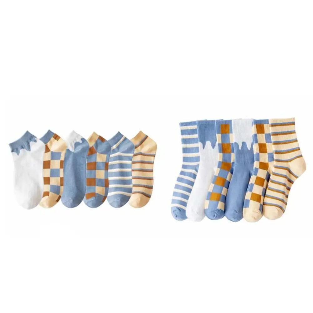 10 pares de calcetines tobilleros a rayas de estilo coreano, calcetines de tubo antideslizantes coloridos para mujer, medias finas simples a media pantorrilla para estudiantes