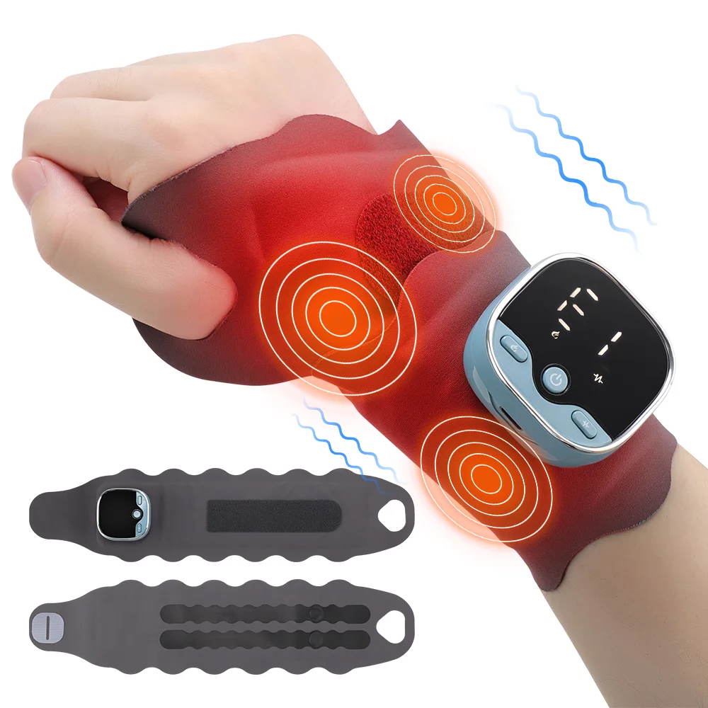 

Electric Wrist Massager for Carpal Tunnel EMS Heating Compress Vibration Hand Massager Relieves Tenosynovitis Wrist Guard Band