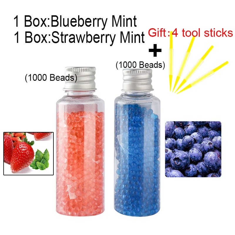 

1000 бусин для взрывания сигарет, фруктовый вкус, недавно модернизированные освежающие сигареты, свежесть дыхания, коробка для бисера, гаджеты для курения